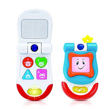 Load image into Gallery viewer, Baby Toy Flip Phone  4 Interactive Sound and Music Buttons Plus Realistic Ringtone  Includes a Mirror and Fun Light Effects  Smartphone Toy for Babies 3+ Months  ASTM Certified
