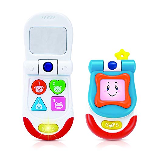 Baby Toy Flip Phone  4 Interactive Sound and Music Buttons Plus Realistic Ringtone  Includes a Mirror and Fun Light Effects  Smartphone Toy for Babies 3+ Months  ASTM Certified