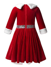 Load image into Gallery viewer, Loodgao Kids Girls Christmas Dress Santa Claus Costume Long Sleeve Red Velvet Figure Ice Skating Dress Red 14

