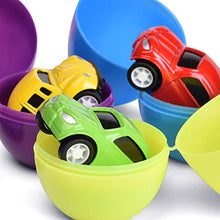 Load image into Gallery viewer, FUN LITTLE TOYS 12 PCs Easter Eggs Prefilled with Pull Back Cars Toy Vehicles for Easter Party Favors, Easter Basket Stuffers, Easter Egg Fillers, Goodie Bags Fillers, Classroom Prizes, Pinata Fillers
