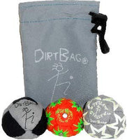Dirtbag All Star Footbag Hacky Sack 3 Pack with Pouch, 100% Handmade, Premium Quality, Bright Vivid Colors, Signature Carry Bag - Grey/Black