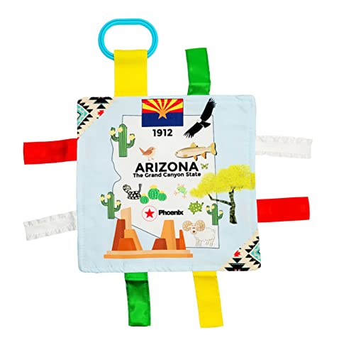 The Learning Lovey U.S. State Facts Sensory Tag Crinkle Stroller Toy for Baby (Arizona)