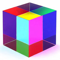 YJWFHPU Mixing Color Acrylic Cube 2 inch (50mm), Mixing Colorful Prism Cube, Desktop Physical Toy, Decoration for Home Office, Scientific and Educational Toys, Gifts for Kids (Mixing Cube)