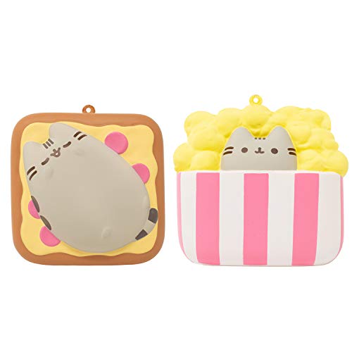 Hamee Pusheen Tabby Cat Junk Food Slow Rising Squishy Toy (Pizza & Popcorn, 2 Piece Set) [Christmas Tree Ornaments, Gift Box, Party Favors, Gift Basket Filler, Stress Relief Toys]