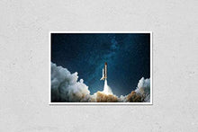 Load image into Gallery viewer, KwikMedia Poster Reproduction of Spaceship Takes Off into The Starry Sky. Rocket Starts into Space. Concept
