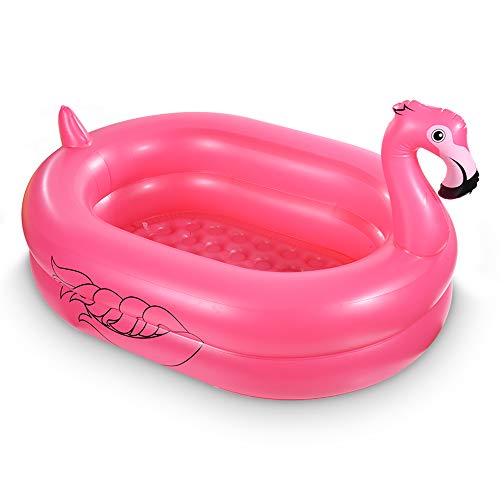 Kiddie Pool, Inflatable Pool, Flamingo Swimming Pool with Inflatable Soft Floor for Outdoor, Indoor, Backyard (60 in)