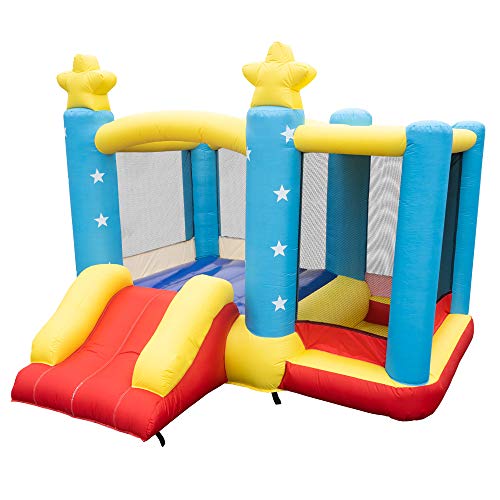 Inflatable Bounce House,Kids Castle Jumping Bouncer with Slide, for Outdoor and Indoor, Durable Sewn with Extra Thick Material, for Kids Summer Garden Water Party (Star A, Without Inflator)