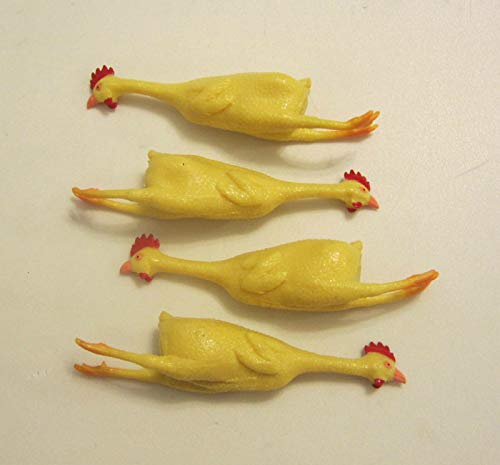 4 New Stretch Rubber Chickens 8 INCH Stretchable Squeeze Stress Relief Gag Gift