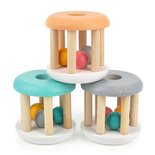Load image into Gallery viewer, DUCKBOXX XX Wooden Rattle Rollers for Babies Ages 0m  2yrs (White Base - 3pcs)
