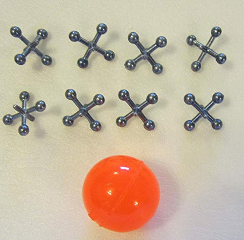 96 Sets of Metal Steel Jacks and Super RED Rubber Ball Game Classic Kids Toy