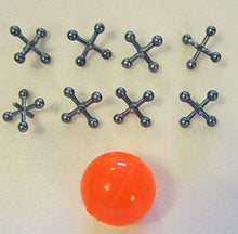 Load image into Gallery viewer, 75 Sets of Metal Jacks and Super RED Rubber Ball Game Jax Toy Party Favors
