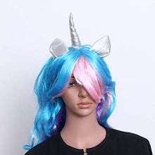 Load image into Gallery viewer, ABOOFAN Halloween Unicorn Headdress Hair Wig Rainbow Color Spoof Unicorn Costume Dress Up Wig Creative Performance Costume Props for Festival (Colorful Hair and Random Color Horn) Party Favor

