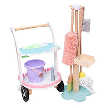 Load image into Gallery viewer, Teerwere Wooden Toy Cleaning Cart Trolley Cleaner Pretend Play Set for Kids (Color : Pink, Size : 29x20x48cm)
