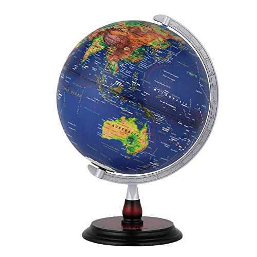 TUFFIOM 13 Inch Large World Globe,Illuminated Spinning Earth Globe Display Nightlight with AR teaching and LED Night Light,ABS Sphere Wooden Base