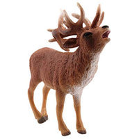 TOYANDONA Standing Deer Ornament Desktop Antler Miniature Figurine Wildlife Animal Red Deer Model for Home Office Table Decorations