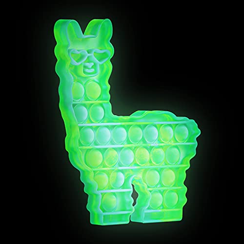 Hoofun Glow in The Dark POP Bubble Fidget Llama Toy, Fluorescent Silicone Alpaca Sensory Fidget Anxiety Relief Kids Toys