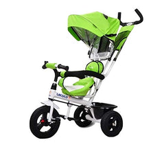 Load image into Gallery viewer, 1-6 Year Old Children Tricycle Outdoor Infant Riding Toy Adjustable Hand Putter with Awning Green Can Be Used As Birthday Gift Bike
