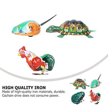 Load image into Gallery viewer, Toyvian 4Pcs Clockwork Toys Metal Clockwork Spring Wind up Metal Jumping Animal Toys Metal Jumping Frog Rooster Mouse Turtle Interesting Toys Kids
