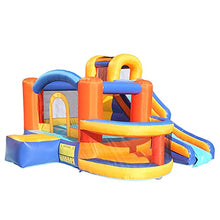 Load image into Gallery viewer, Children Inflatable Bounce House with Slide Bouncer, Basketball Hoop, Climbing Wall, Large Jumping Area, Kids Ideal Gifts, 110.2 x 122 x 88.6 inch
