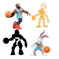 Moose Toys Space Jam: A New Legacy - 4 Pack - 2'' Lebron, Bugs Bunny, Wile E. Coyote, & 1 Mystery Figure - Bench, Multicolor, 14574