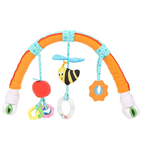 Zerodis Baby Arch Pram Crib Toy, Cartoon Animal Baby Stroller Hanging Toy Baby Hanging Pram Activity Bar with Rattle/Squeak for Pram, Pushchair or Baby Car Seat(Bee)