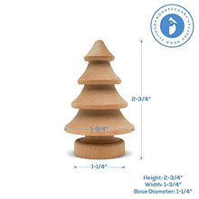 Load image into Gallery viewer, Mini Wooden Christmas Tree 2-3/4 inch, Pack of 25 Unfinished Wood Miniature Trees for Christmas Crafts, Peg People, Nature Table, and Small World Play, by Woodpeckers
