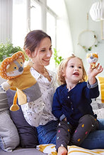 Load image into Gallery viewer, HABA Lion Hand Puppet Lion with Baby Cub Finger Puppet

