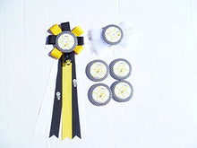 Load image into Gallery viewer, Bumble Bee Baby Shower Party Theme Corsage Buttons Pin For Dad And Mommy to Be and Guest (Yellow, Black and White)
