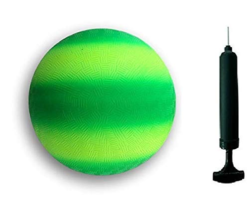 Toys+ 8.5 Inch Colorful Playground Ball + Pump (Green Strip)