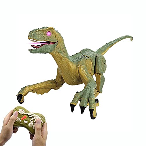 ICRPSTU Remote Control Dinosaur Toys, Walking Robot Dinosaur w/LED Light Up & Roaring 2.4Ghz Simulation Velociraptor RC Dinosaur Toys for Kids 3 4 5 6 7 8+ Years Old Boys