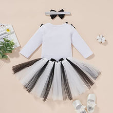 Load image into Gallery viewer, Baby Girl Halloween Clothes Toddler Ghost Long Sleeve Jumpsuit + Ballet Skirt + Butterfly Decoration
