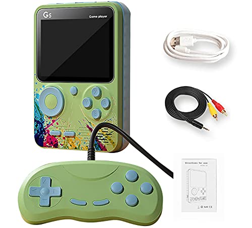 MiRUSI G5 Retro 3 inch Handheld Game Console Built-in 500 Classical FC Games Support for Connecting TV & Two Players (Green)