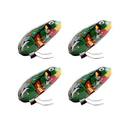 NUOBESTY Vintage Wind Up Toys Iron Frog Figurine Toy Small Animals Clockwork Toy Educational Funny Toys for Toddlers 4pcs