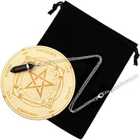 Star Pendulum Board Dowsing Divination Metaphysical Message Board Wooden Carven Board with a Crystal Dowsing Pendulum Necklace Witchcraft Wiccan Altar Supplies Kit