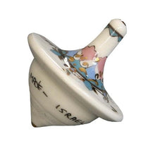 Load image into Gallery viewer, Hanukkah Chanukkah Dreidel Porcelain Flower Design, Blue, Pink &amp; Gold Spinner, Hand Made By The Renown artist Mali hikri, 2.25&quot; x 2&quot;
