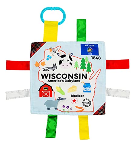 Wisconsin Badger Baby Tag Crinkle Me Stroller Toy Lovey for Tummy Time, Sensory Play, Traveling and Photography