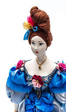 Load image into Gallery viewer, Russian Girl Hand Made Porcelain Doll in a 19th Century Dress with a Fan- 11 Inches
