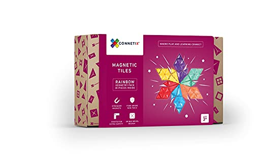 Connetix Tiles 30 pc Geometry Pack | Featuring Hexagons and Triangles in Every Color | Where Play and Learning Connect