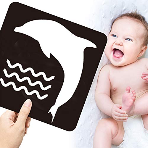 BAINAIN Black White Flash Cards for Babies ,Colorful Visual Stimulation Learning Activity Education Card for Babies Ages 0-36 Months (5.5 X 5.5 in, Set of Four)