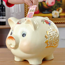 Load image into Gallery viewer, NUOBESTY Ceramic Piggy Bank Gold Pig Bank Hand Painted Crafts Money Bank Coin Bank for Girls Boys Kids Desktop Decor
