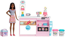 Load image into Gallery viewer, Barbie Cake Decorating Playset with Brunette Doll, Baking Island with Oven, Molding Dough and Toy Icing Pieces for Kids 4 to 7 Years Old [Amazon Exclusive]
