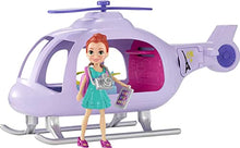 Load image into Gallery viewer, Polly Pocket Vacation Helicopter Playset with 3-in Lila Doll, Helicopter, Extra Fashions, Luggage, Backpack, Tablet 2 Water Bottles, Binoculars, Camera and Toothbrush [Amazon Exclusive]

