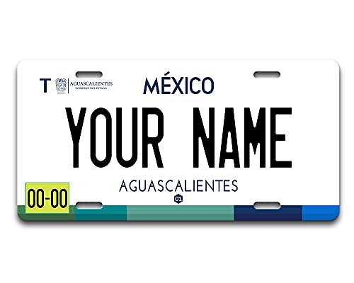 BRGiftShop Personalized Custom Name Mexico Aguascalientes 6x12 inches Vehicle Car License Plate