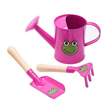 Load image into Gallery viewer, Sungmor Kids Garden Tools Set | Pretty &amp; Cute Little Gardener Kit | Package Includes 3PC Rose Red Frog Watering Can &amp; Trowel &amp; Rake Gardening Hand Tools | Perfect for Play Around Garden,Yard or Beach
