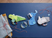 Load image into Gallery viewer, HABA Rhino Fabric Clutching Toy with Removable Plastic Teething Ring
