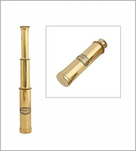 Load image into Gallery viewer, De Cube Royal Navy 12 Inch Full Length Handheld Collapsible Brass Telescope Vintage Marine Spyglass Pirate Monocular, Nautical Captain Spyglass DF Lens (Brass Gold)
