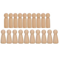Biitfuu 20Pcs Unfinished Wood Peg Dolls, 10 Boys and 10 Girls, Innovative DIY Wood Shapes Figures for Painting, Craft Art Projects Peg Game