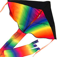 IMPRESA Large Rainbow Delta Kite - Easy to Assemble, Launch, Fly - Premium Quality, Great for Beach Use - The Best Kite for Everyone - Girls, Boys, Kids, Adults, Beginners and Pros