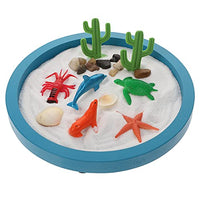 YARNOW Mini Zen Garden Sea Life Desktop Sandbox for Meditation and Relaxation Small Play Sand Box Toy for Boys and Girls