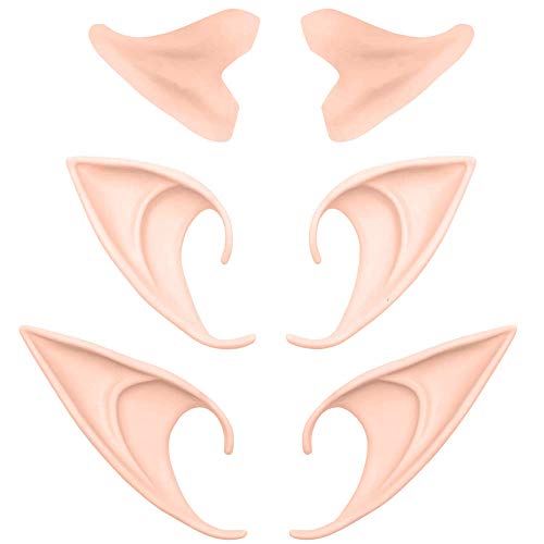 MS.CLEO Elf Ear - Pointed Goblin Ears Cosplay Halloween Party Props Elven Vampire Fairy Ears (3 Pairs)